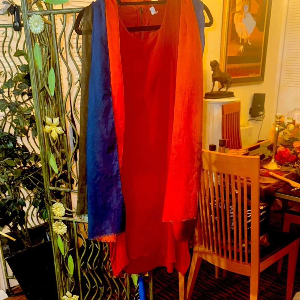 Gentle Fawn bundle: Pumpkin over laywer Dress with Multicolor Scarf - Picture 2 of 6